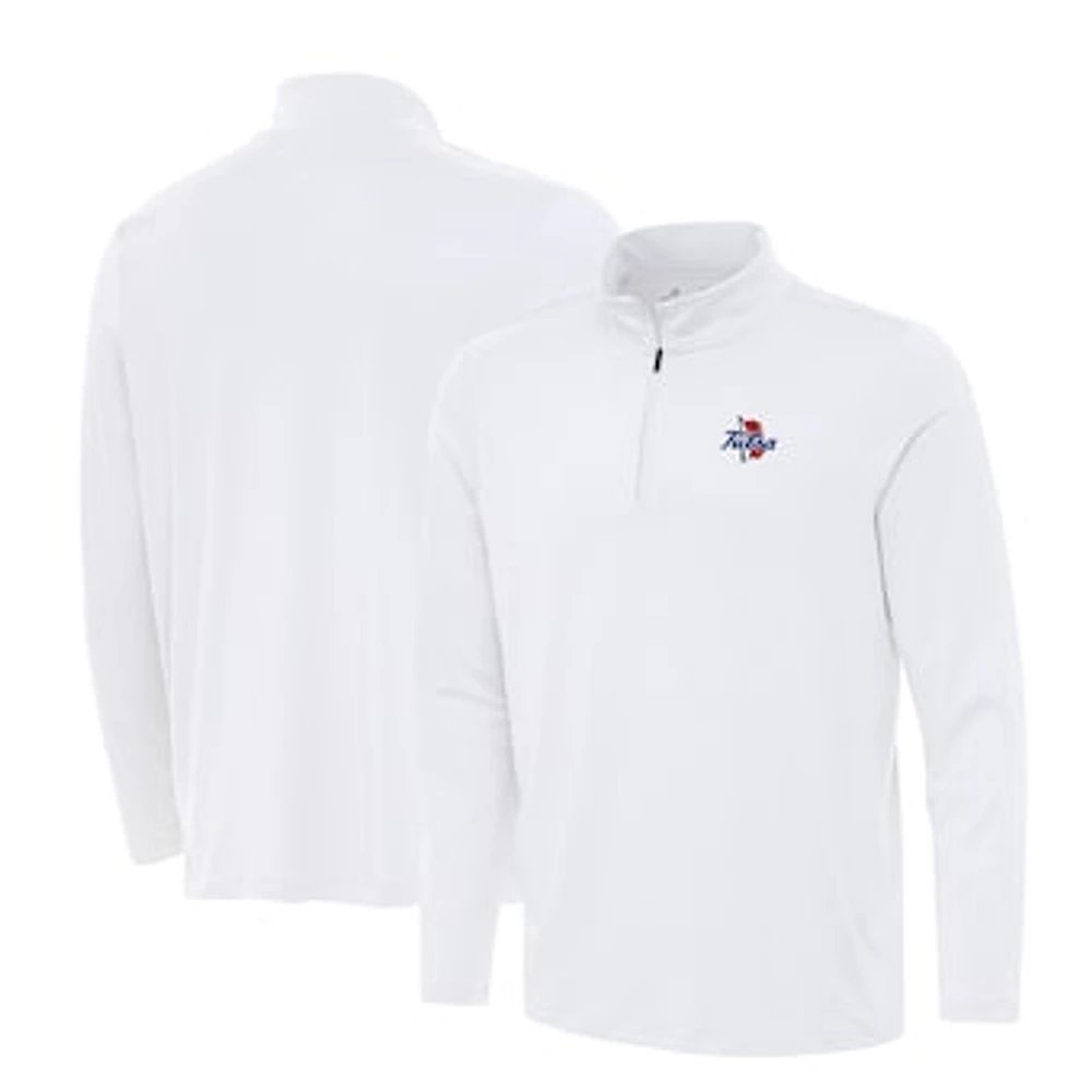 Men's Antigua White Tulsa Golden Hurricane Reprocess Quarter-Zip Top