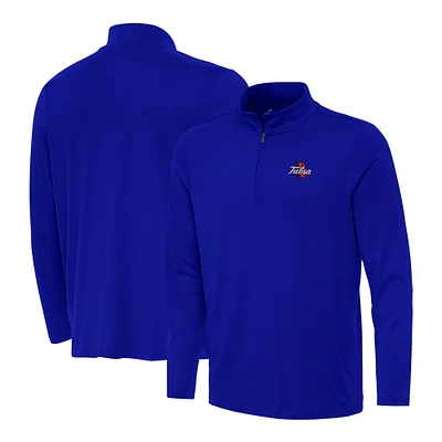 Men's Antigua Royal Tulsa Golden Hurricane Reprocess Quarter-Zip Top