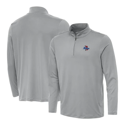 Men's Antigua Gray Tulsa Golden Hurricane Reprocess Quarter-Zip Top