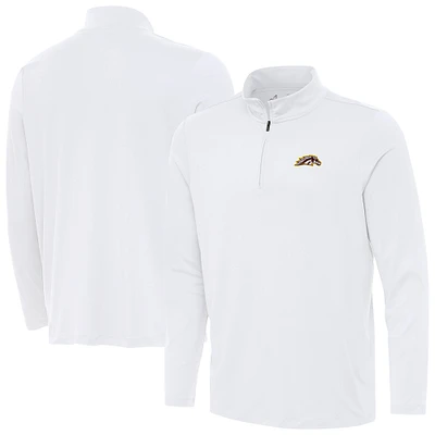 Men's Antigua White Western Michigan Broncos Reprocess Quarter-Zip Top