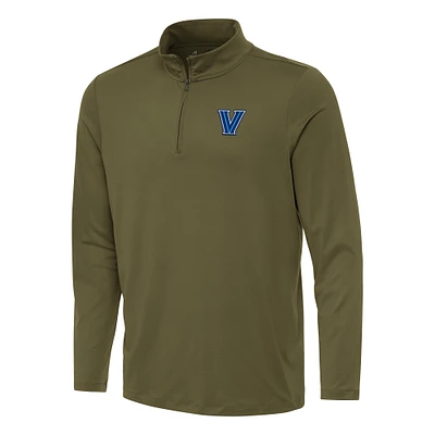 Men's Antigua Olive Villanova Wildcats Reprocess Quarter-Zip Top