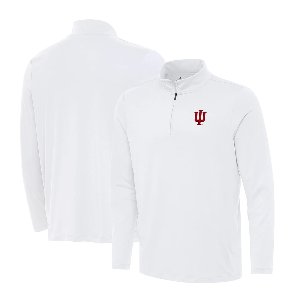 Men's Antigua White Indiana Hoosiers Reprocess Quarter-Zip Top