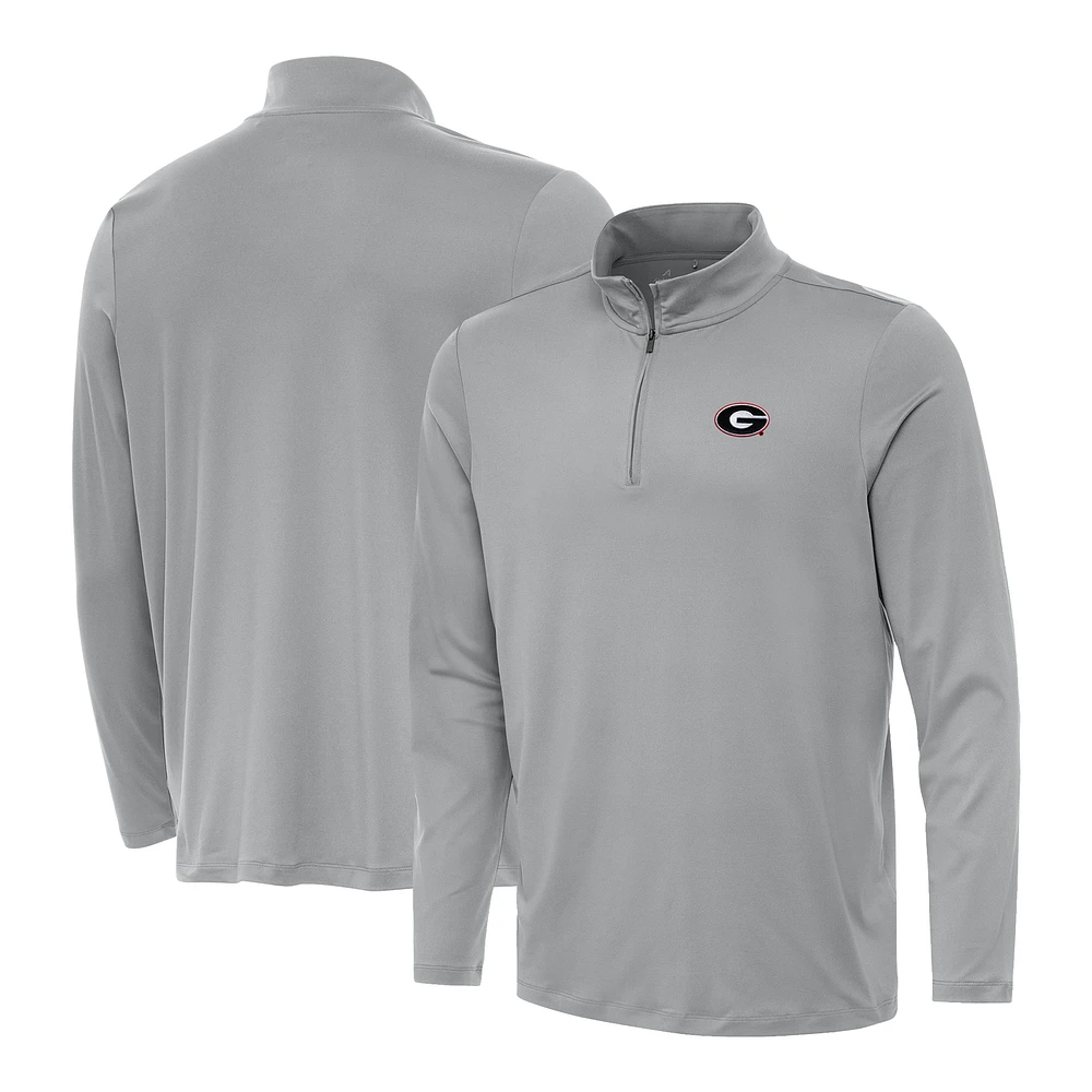 Men's Antigua Gray Georgia Bulldogs Reprocess Quarter-Zip Top