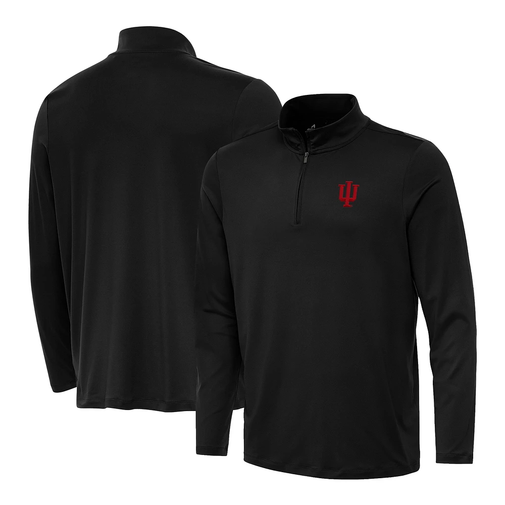 Men's Antigua Black Indiana Hoosiers Reprocess Quarter-Zip Top