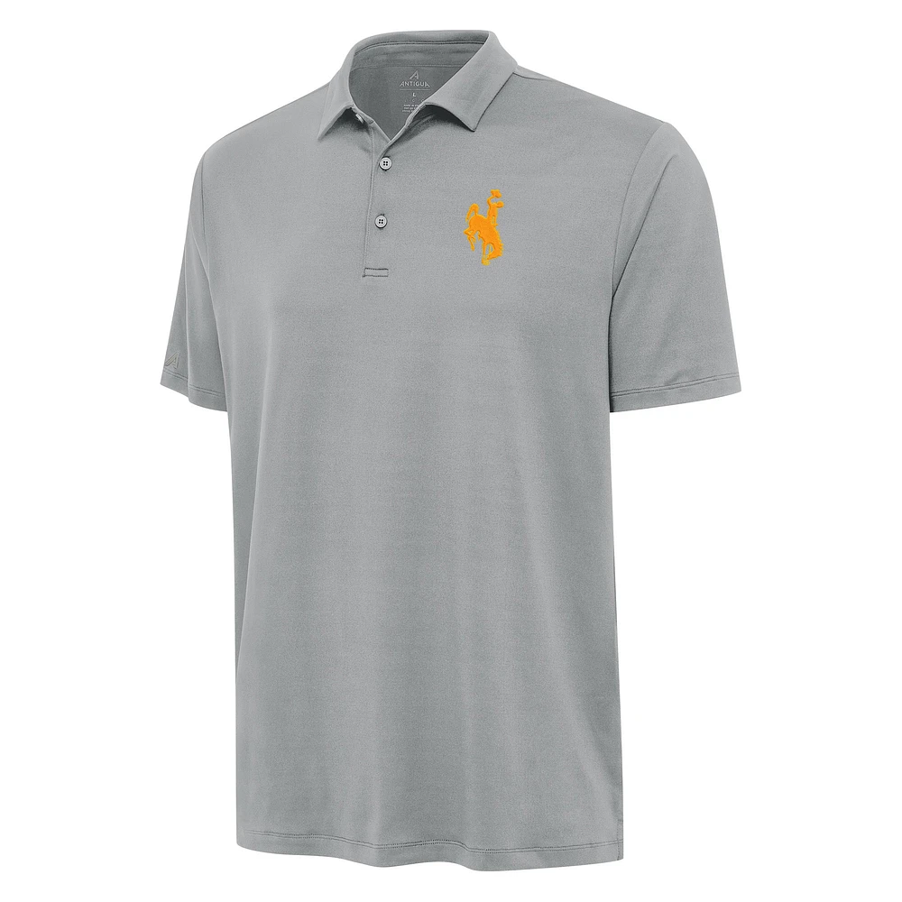 Men's Antigua Gray Wyoming Cowboys Reprocess Polo