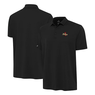 Men's Antigua Black Tulsa Golden Hurricane Reprocess Polo