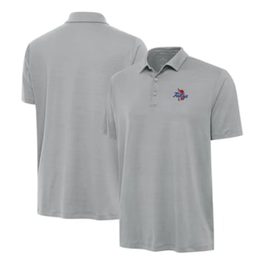 Men's Antigua Gray Tulsa Golden Hurricane Reprocess Polo