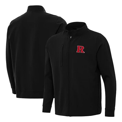 Men's Antigua Black Rutgers Scarlet Knights Regard Full-Zip Jacket