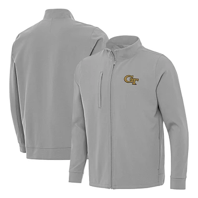 Men's Antigua Gray Georgia Tech Yellow Jackets Regard Full-Zip Jacket
