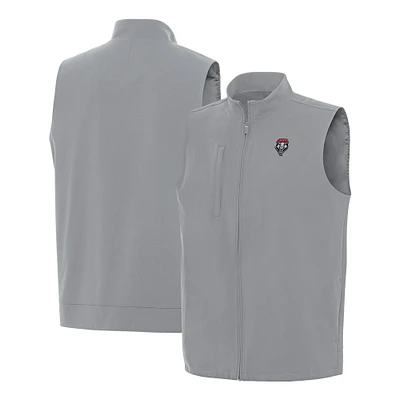 Men's Antigua Gray New Mexico Lobos Regard Full-Zip Vest