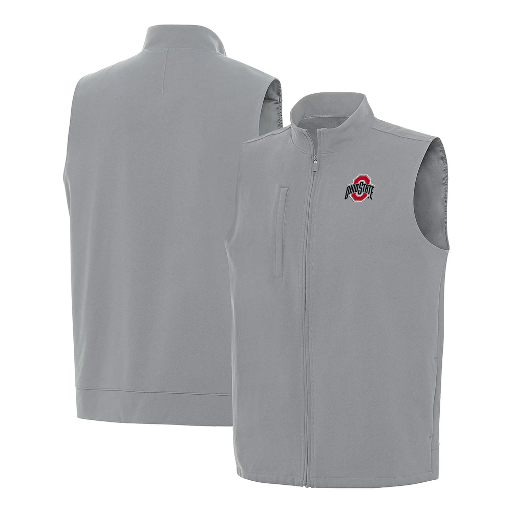 Men's Antigua Gray Ohio State Buckeyes Regard Full-Zip Vest