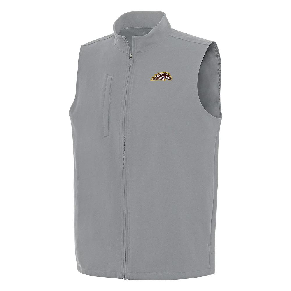 Men's Antigua Gray Western Michigan Broncos Regard Full-Zip Vest