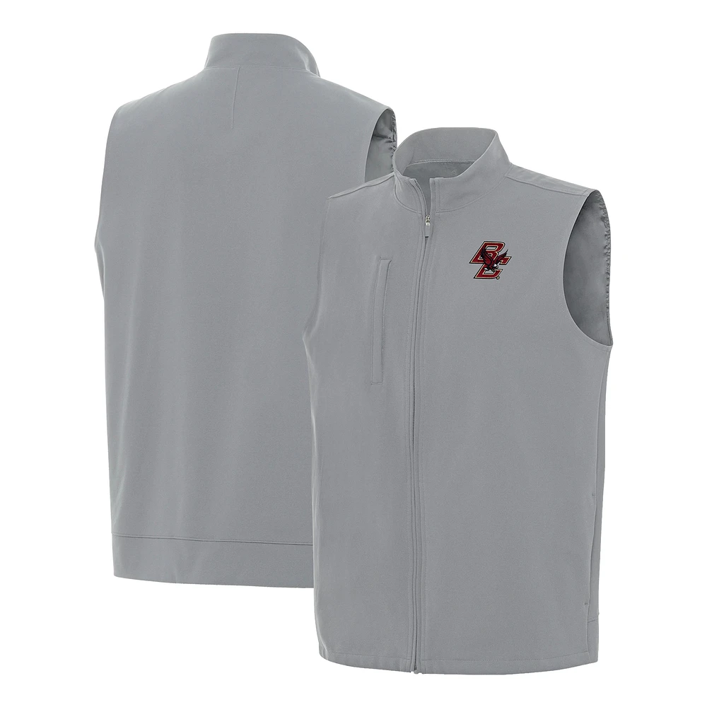 Men's Antigua Gray Boston College Eagles Regard Full-Zip Vest
