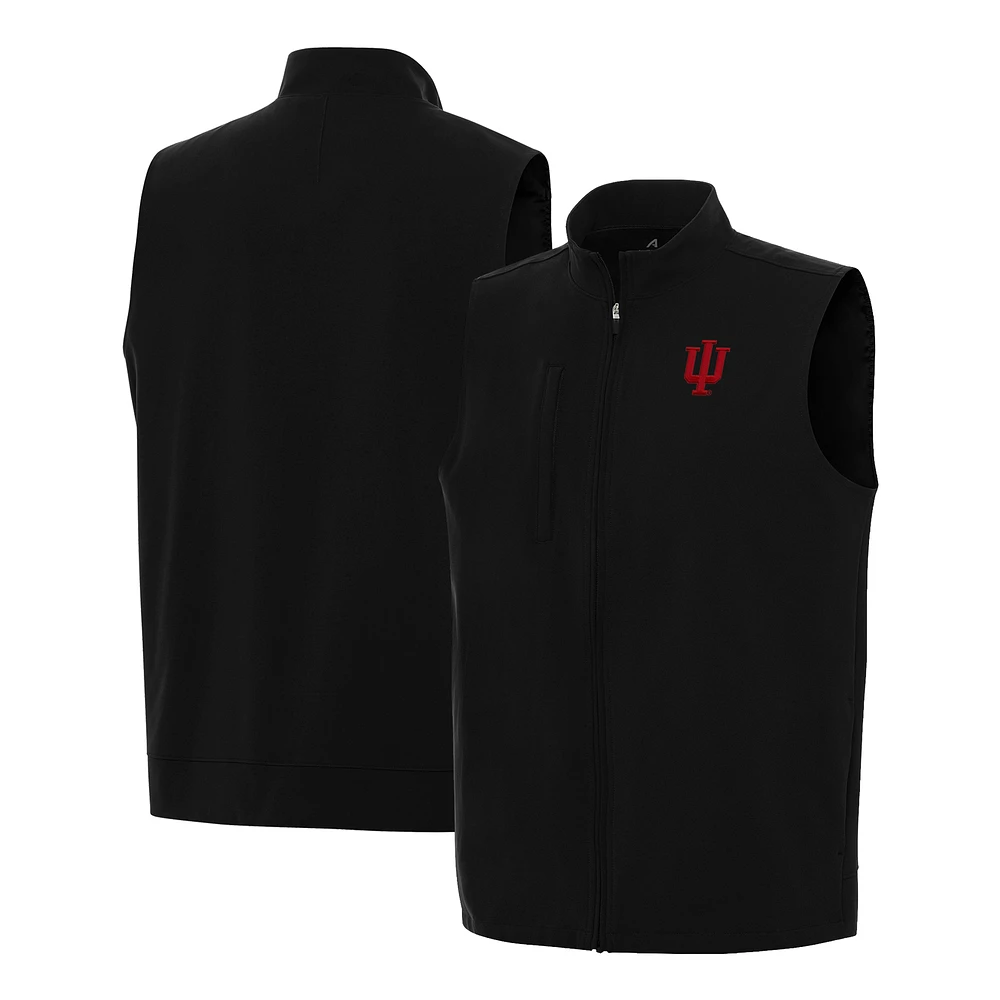 Men's Antigua Black Indiana Hoosiers Regard Full-Zip Vest