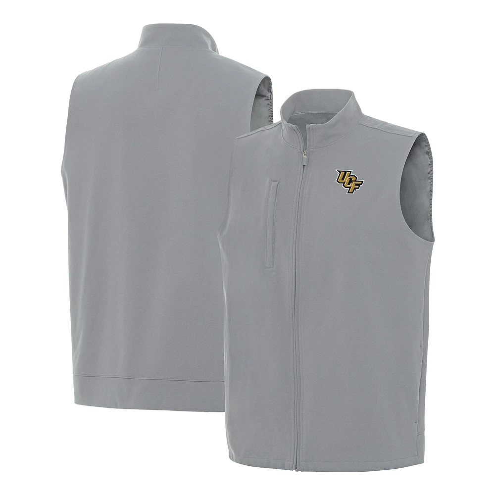 Men's Antigua Gray UCF Knights Regard Full-Zip Vest