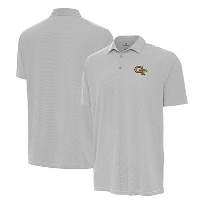 Men's Antigua Gray Georgia Tech Yellow Jackets Twine Polo
