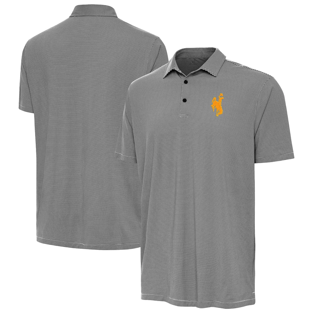 Men's Antigua Black/White Wyoming Cowboys Twine Polo