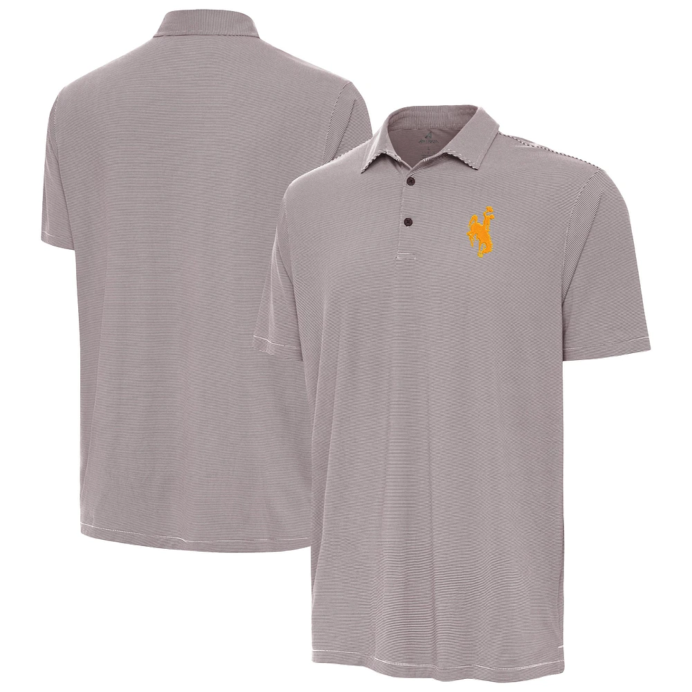 Men's Antigua Brown/White Wyoming Cowboys Twine Polo