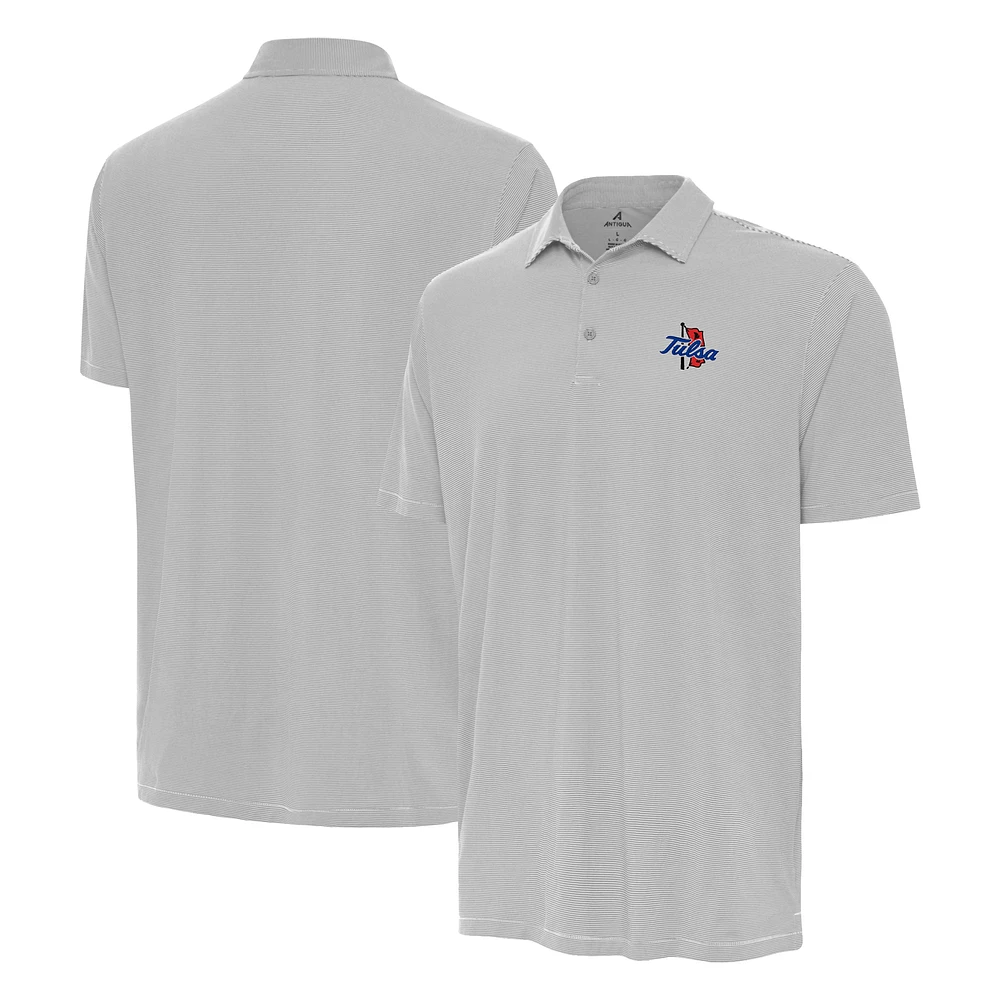 Men's Antigua Gray Tulsa Golden Hurricane Twine Polo