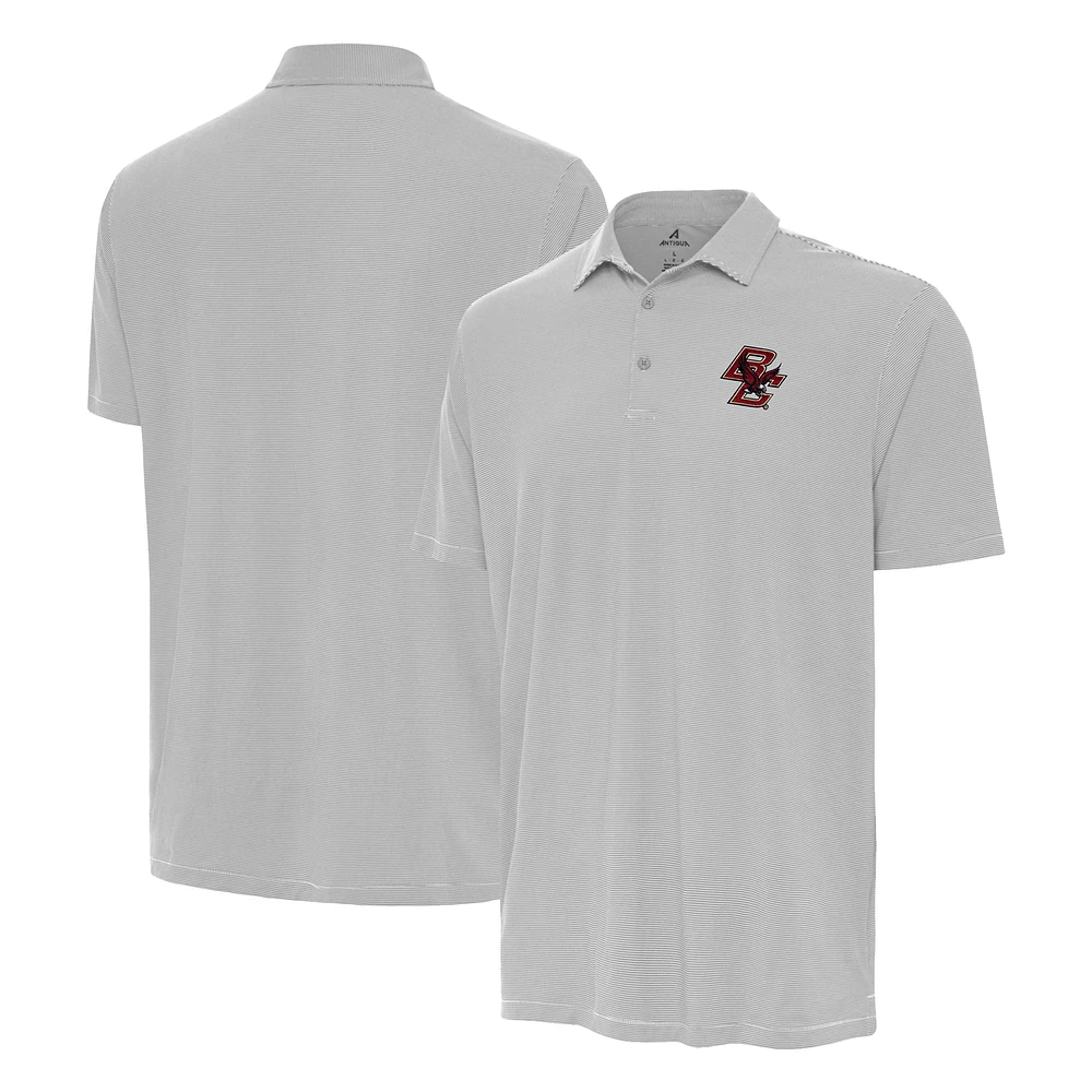 Men's Antigua Gray Boston College Eagles Twine Polo
