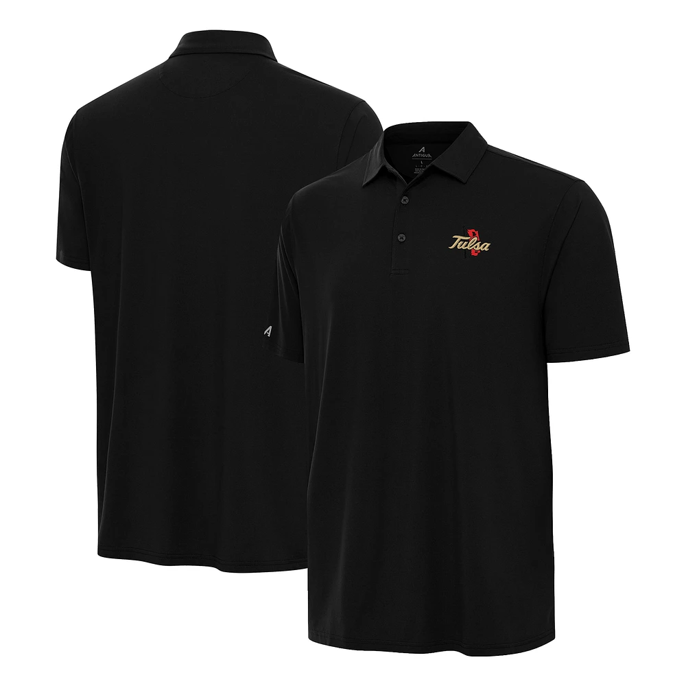 Men's Antigua Black Tulsa Golden Hurricane Era Polo
