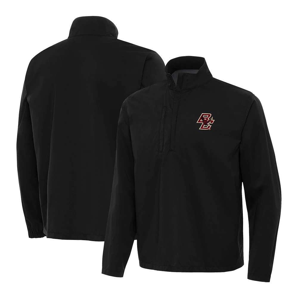 Men's Antigua Black Boston College Eagles Brisk Quarter-Zip Pullover Jacket