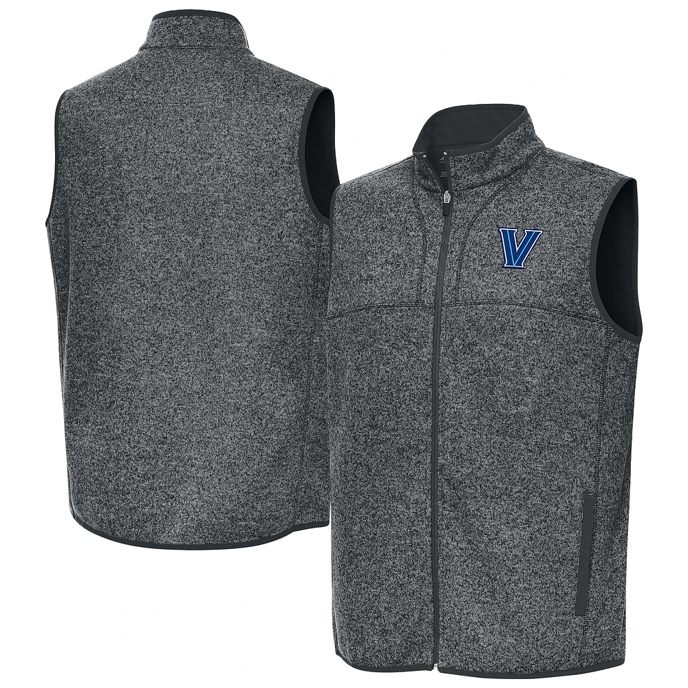 Men's Antigua Heather Charcoal Villanova Wildcats Fortune Full-Zip Vest