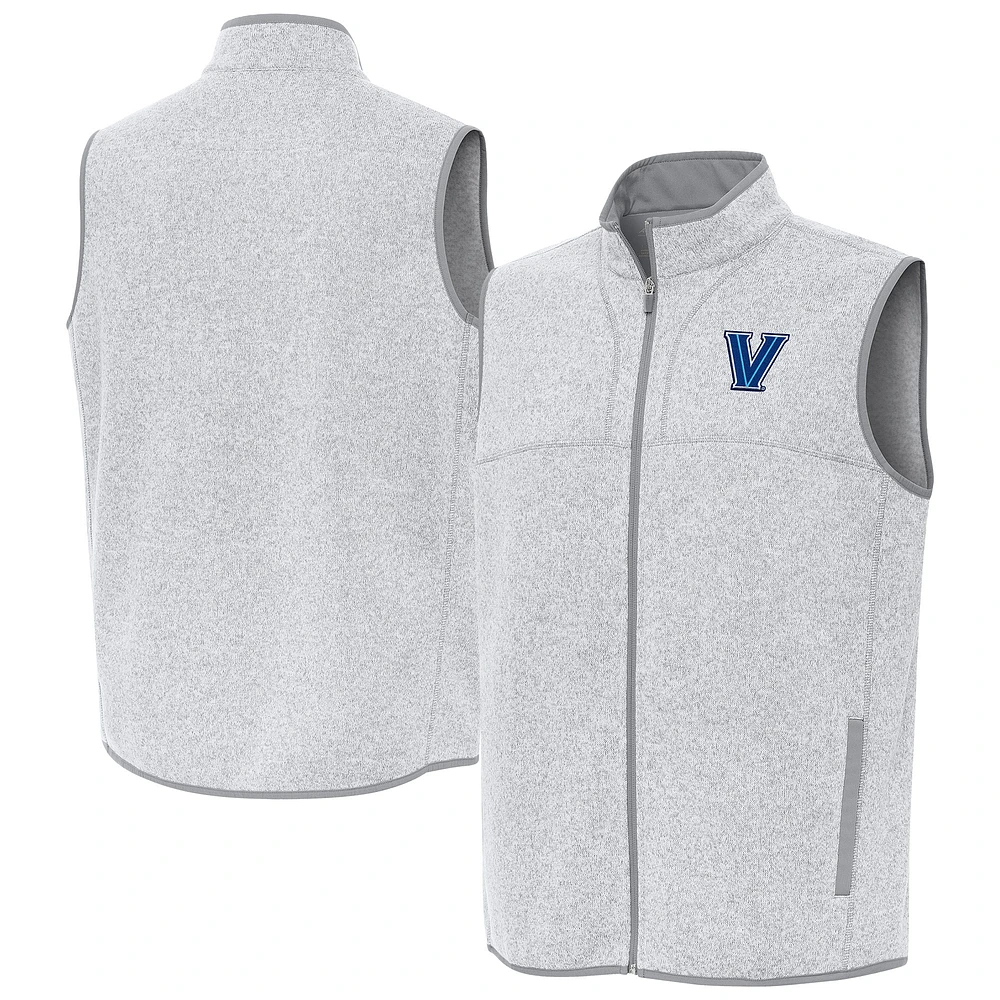 Men's Antigua Heather Gray Villanova Wildcats Fortune Full-Zip Vest