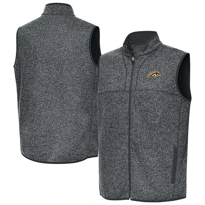 Men's Antigua Heather Charcoal Western Michigan Broncos Fortune Full-Zip Vest