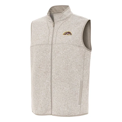 Men's Antigua Oatmeal Western Michigan Broncos Fortune Full-Zip Vest