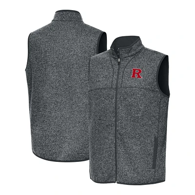 Men's Antigua Heather Rutgers Scarlet Knights Fortune Full-Zip Vest