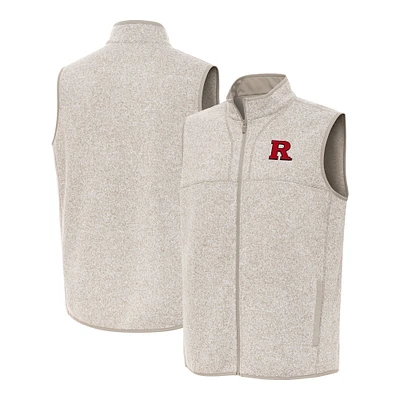 Men's Antigua Oatmeal Rutgers Scarlet Knights Fortune Full-Zip Vest