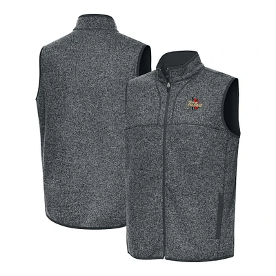 Men's Antigua Heather Gray Tulsa Golden Hurricane Fortune Full-Zip Vest