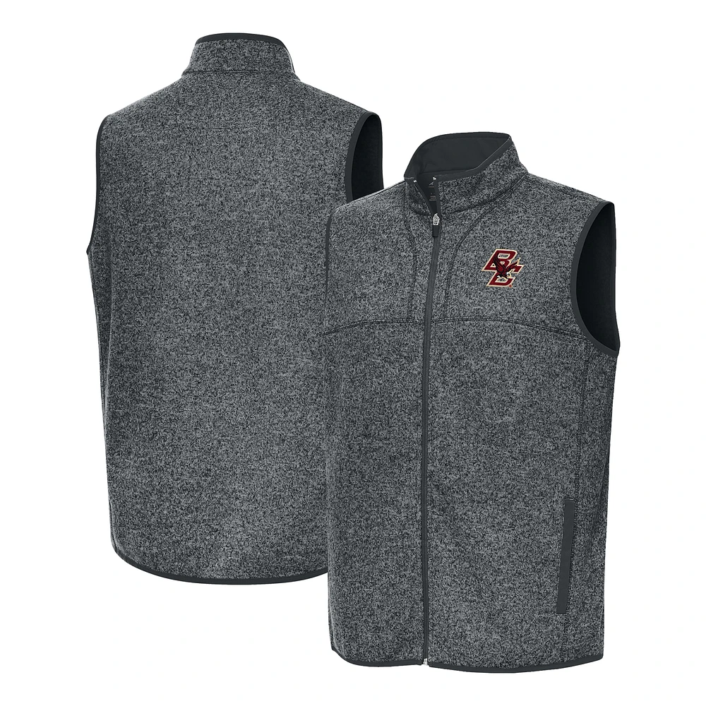 Men's Antigua Heather Boston College Eagles Fortune Full-Zip Vest