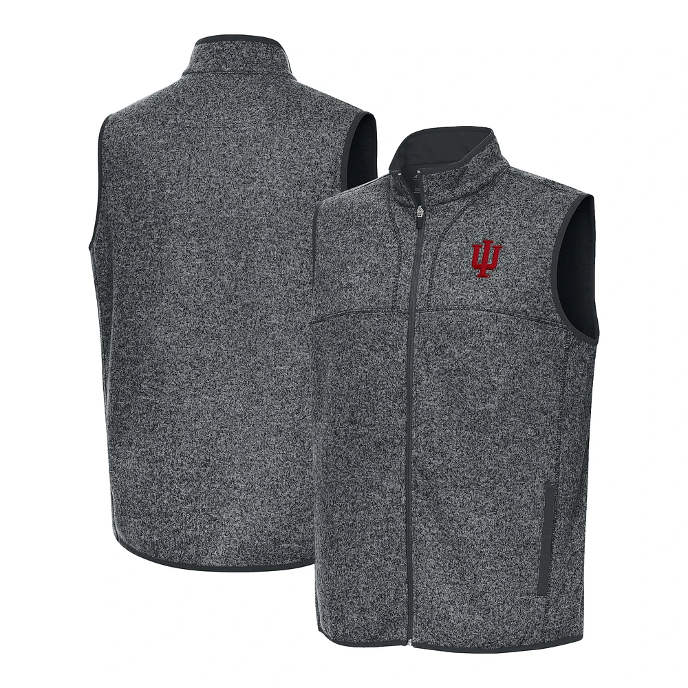 Men's Antigua Heather Gray Indiana Hoosiers Fortune Full-Zip Vest