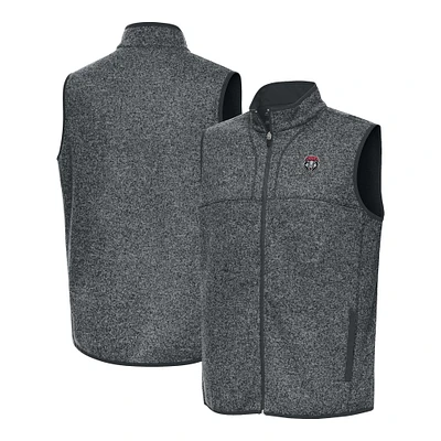 Men's Antigua Heather Charcoal New Mexico Lobos Fortune Full-Zip Vest