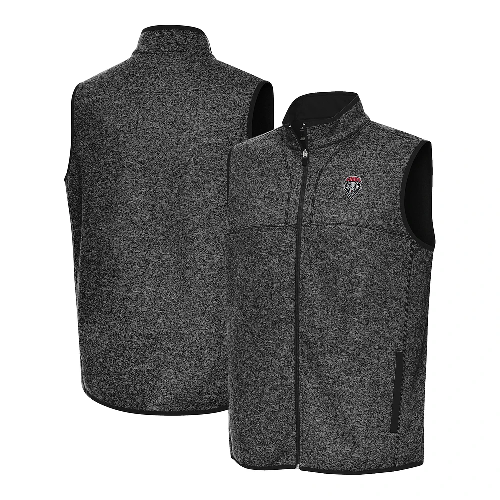Men's Antigua Heather New Mexico Lobos Fortune Full-Zip Vest