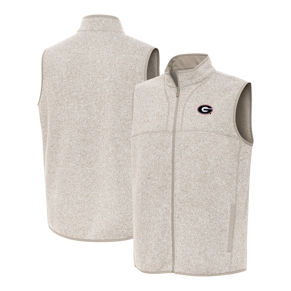 Men's Antigua Oatmeal Georgia Bulldogs Fortune Full-Zip Vest