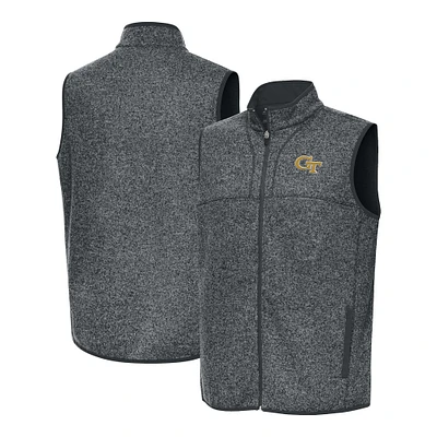 Men's Antigua Heather Georgia Tech Yellow Jackets Fortune Full-Zip Vest