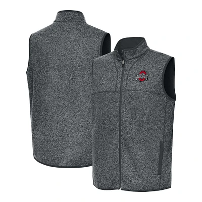 Men's Antigua Heather Gray Ohio State Buckeyes Fortune Full-Zip Vest