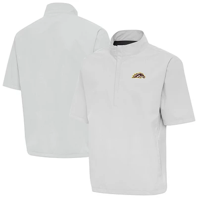 Men's Antigua Gray Western Michigan Broncos Brisk Short Sleeve Quarter-Zip Windshirt
