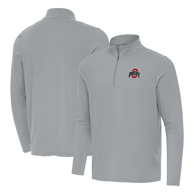 Men's Antigua Gray Ohio State Buckeyes Intent Quarter-Zip Top