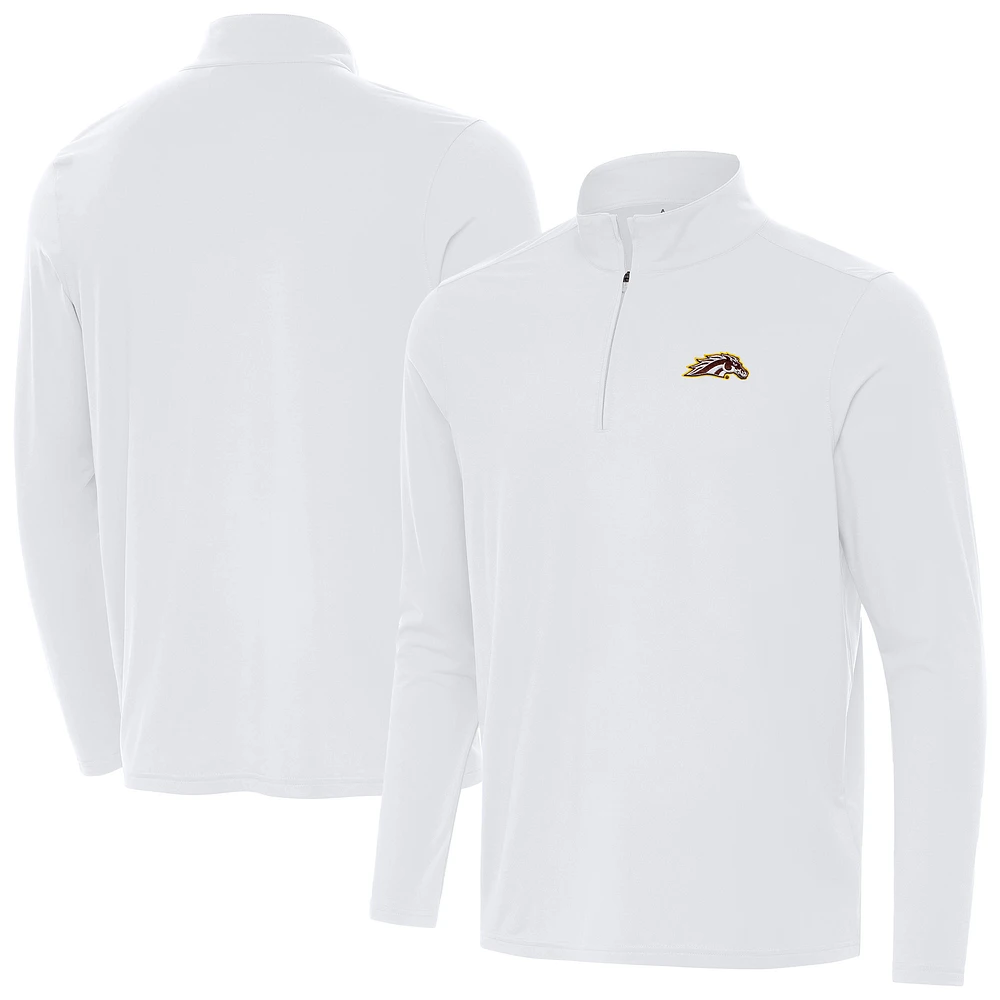 Men's Antigua White Western Michigan Broncos Intent Quarter-Zip Top