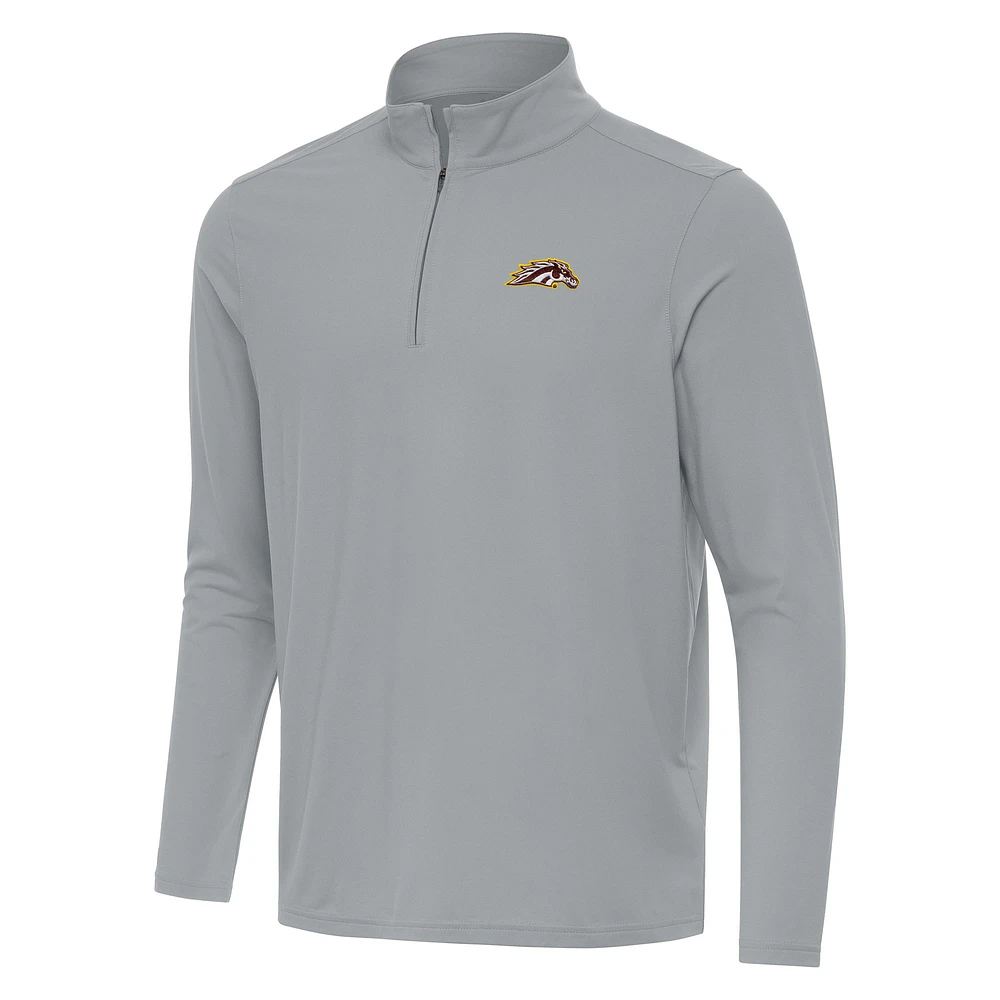 Men's Antigua Gray Western Michigan Broncos Intent Quarter-Zip Top