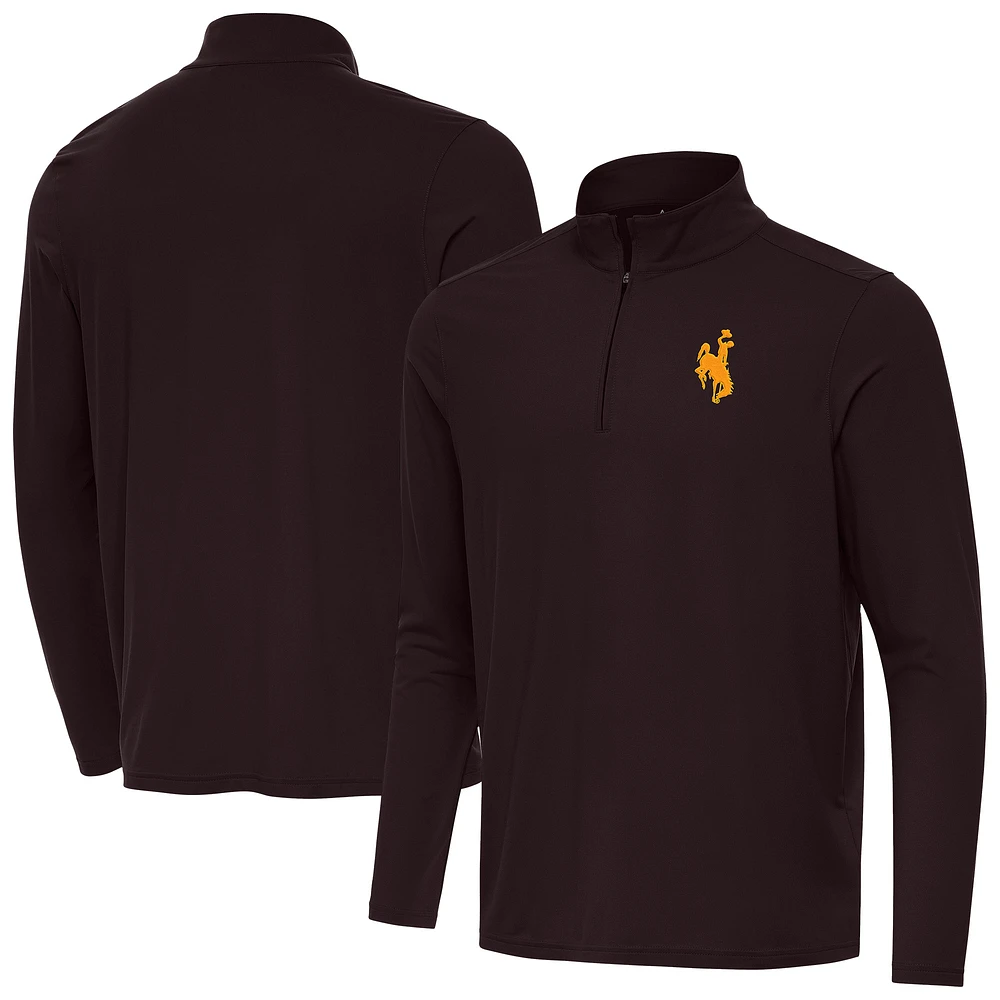 Men's Antigua Brown Wyoming Cowboys Intent Quarter-Zip Top