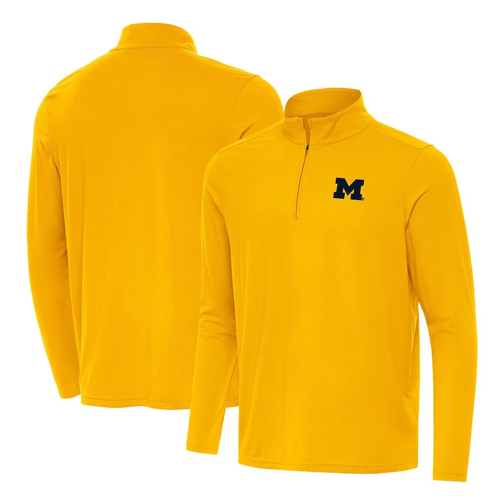 Men's Antigua Gold Michigan Wolverines Intent Quarter-Zip Top