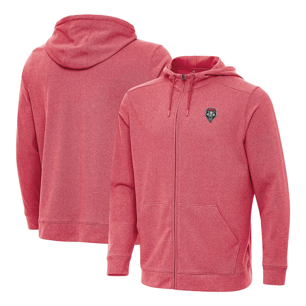 Men's Antigua Heather Cherry New Mexico Lobos Effortless Full-Zip Hoodie
