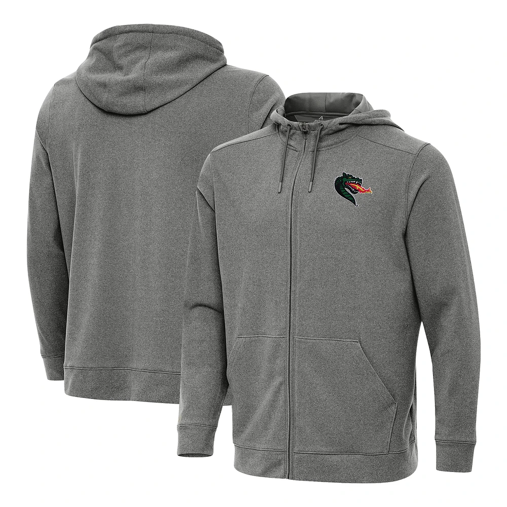 Men's Antigua Heather Black UAB Blazers Effortless Full-Zip Hoodie