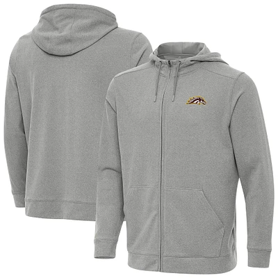 Men's Antigua Heather Gray Western Michigan Broncos Effortless Full-Zip Hoodie