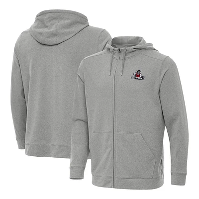 Men's Antigua Heather New Mexico State Aggies Effortless Full-Zip Hoodie